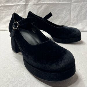 Delias Dolls Kill Recess Junkie Mary Janes Size 9 Black Velvet Platform Heels